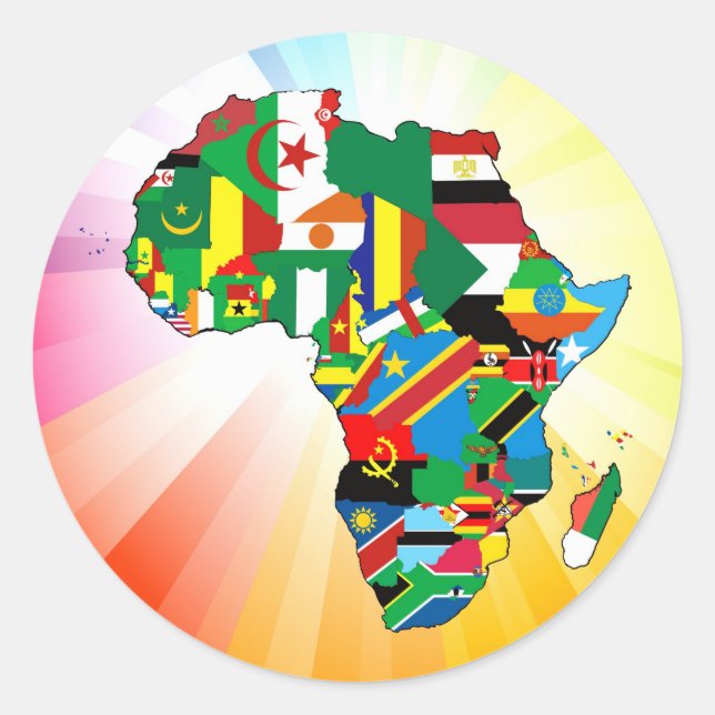 Adesivo Redondo Mapa 2 da bandeira continental da África (Frente)