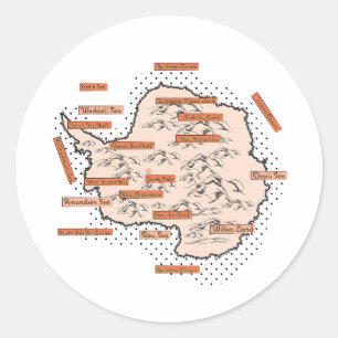 Adesivo Redondo Mapa Antigo da Antártica
