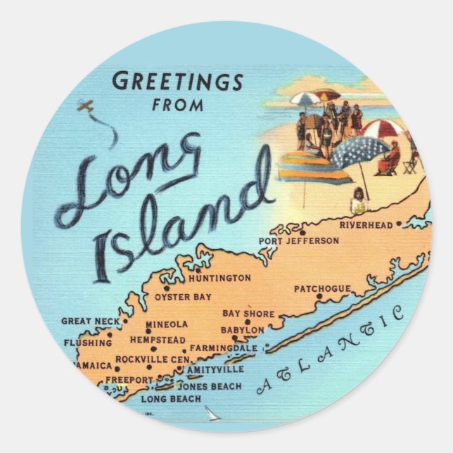 Adesivo Redondo Mapa Antigo da Ilha Longa (Frente)