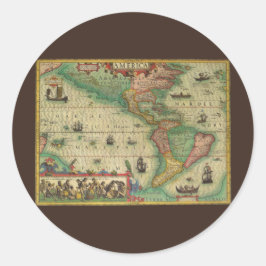 Adesivo Redondo Mapa antigo das Américas por Hondius