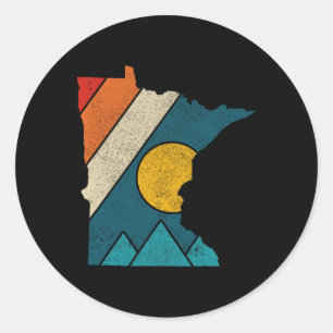 Adesivo Redondo Mapa Antigo do Estado de Minnesota Montanhas Orgul