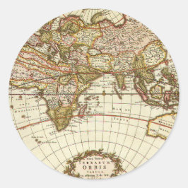 Adesivo Redondo Mapa Antigo do Mundo Antigo por Frederick de Wit,