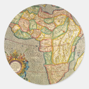 Adesivo Redondo Mapa Antiquado Gerardus Mercator da África