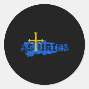 Adesivo Redondo Mapa Asturiano E Espanha Das Astúrias Afetadas Pel