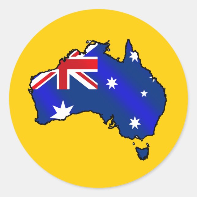 Adesivo Redondo Mapa australiano de presentes de bandeira Oz (Frente)