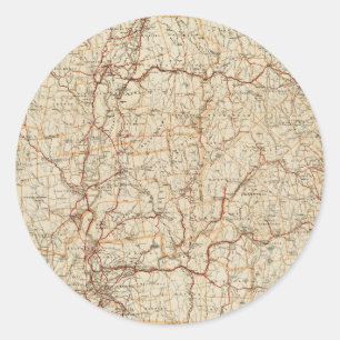 Adesivo Redondo Mapa automobilístico de Massachusetts