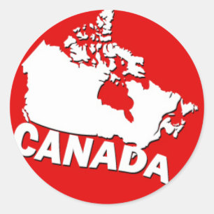 Adesivo Redondo Mapa branco e vermelho de Canadá