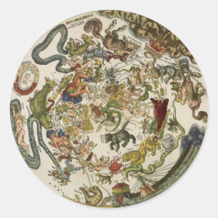 Adesivo Redondo Mapa celestial por Peter Apian, astronomia do