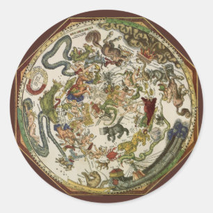 Adesivo Redondo Mapa celestial por Peter Apian, astronomia do