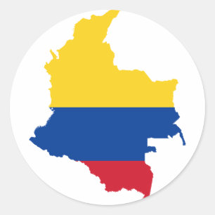 Adesivo Redondo Mapa CO da bandeira de Colômbia
