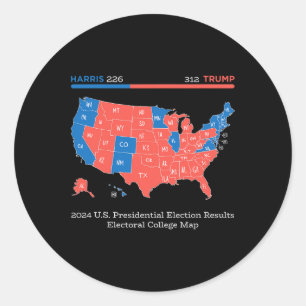 Adesivo Redondo Mapa da Academia de Resultados da Eleição Presiden