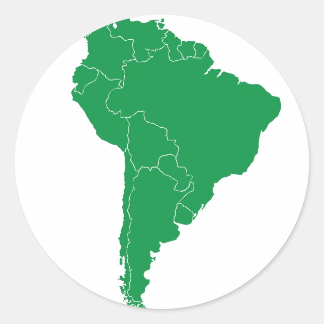Adesivo Redondo Mapa da América do Sul (Frente)