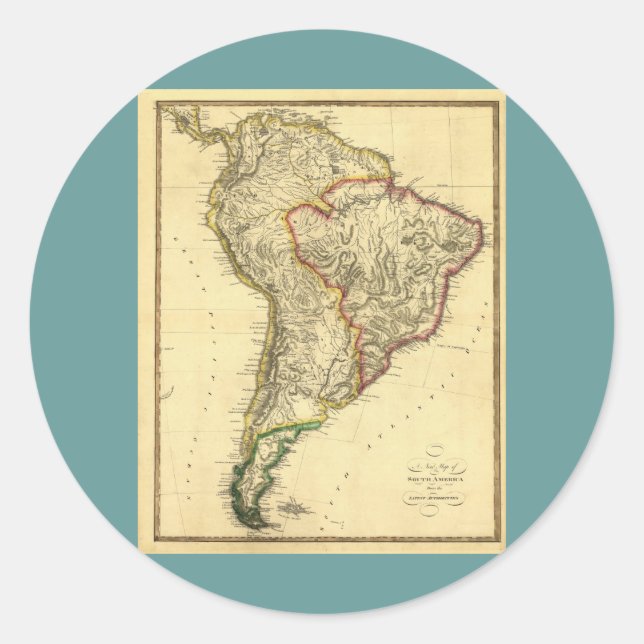 Adesivo Redondo Mapa da América do Sul em 1817 (Frente)