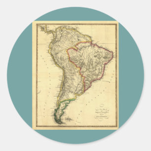 Adesivo Redondo Mapa da América do Sul em 1817