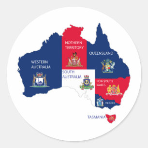 Adesivo Redondo Mapa da Austrália