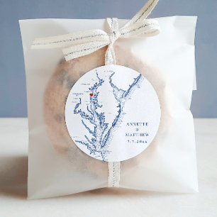 Adesivo Redondo Mapa da Baía de Chesapeake de Annapolis Favor de C