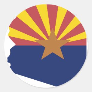 Adesivo Redondo Mapa da bandeira da arizona