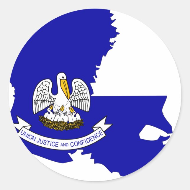 Adesivo Redondo Mapa da Bandeira da Louisiana (Frente)