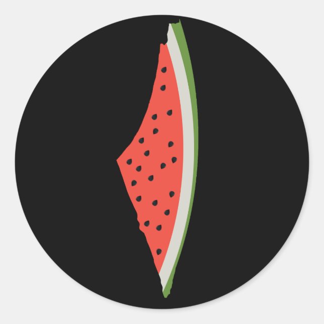 Adesivo Redondo Mapa da Bandeira da Melancia Palestina. Palestinos (Frente)