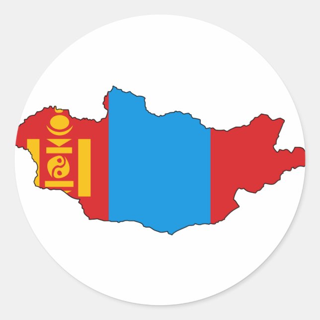 Adesivo Redondo Mapa da bandeira da Mongólia (Frente)