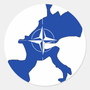 Adesivo Redondo Mapa da bandeira da OTAN