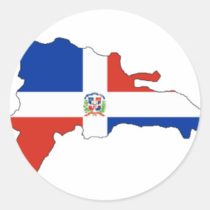 Adesivo Redondo Mapa da bandeira da República Dominicana