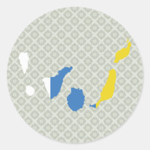 Adesivo Redondo Mapa da bandeira das Ilhas Canárias sem redução
