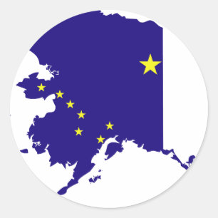 Adesivo Redondo Mapa da bandeira de Alaska