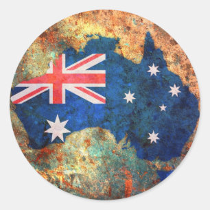 Adesivo Redondo Mapa da bandeira de Austrália