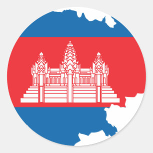 Adesivo Redondo Mapa da bandeira de Cambodia