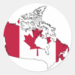Adesivo Redondo Mapa da bandeira de Canadá