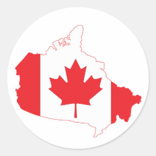 Adesivo Redondo Mapa da bandeira de Canadá