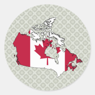 Adesivo Redondo Mapa da bandeira de Canadá sem redução