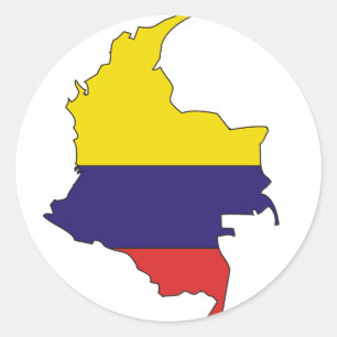 Adesivo Redondo Mapa da bandeira de Colômbia