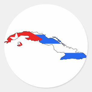 Adesivo Redondo Mapa da bandeira de Cuba