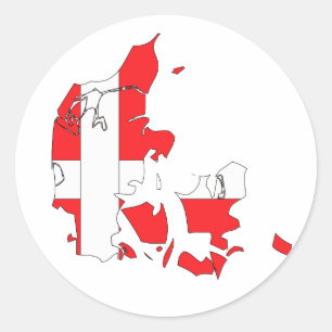 Adesivo Redondo Mapa da bandeira de Dinamarca