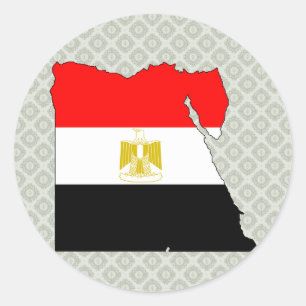 Adesivo Redondo Mapa da bandeira de Egipto sem redução