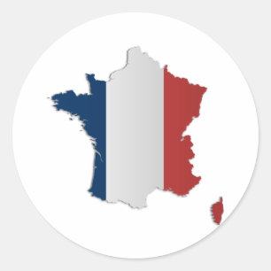 Adesivo Redondo Mapa da bandeira de France
