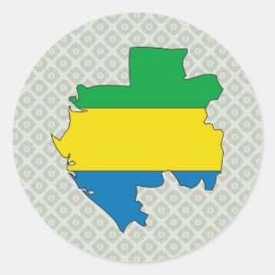 Adesivo Redondo Mapa da bandeira de Gabon sem redução