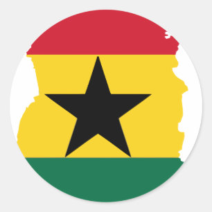 Adesivo Redondo Mapa da bandeira de Ghana