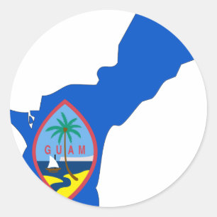 Adesivo Redondo Mapa da bandeira de Guam