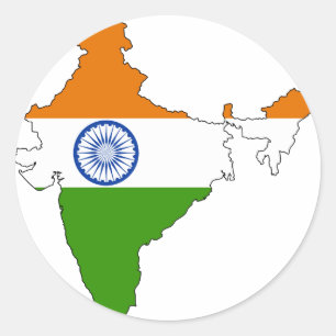 Adesivo Redondo Mapa da bandeira de India