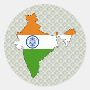 Adesivo Redondo Mapa da bandeira de India sem redução