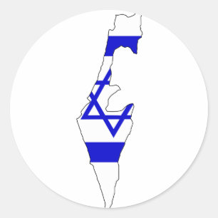 Adesivo Redondo Mapa da bandeira de Israel