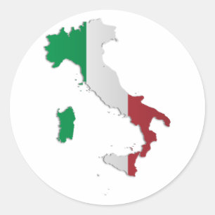 Adesivo Redondo Mapa da bandeira de Italia