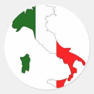 Adesivo Redondo Mapa da bandeira de Italia