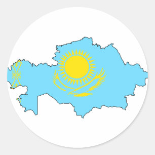 Adesivo Redondo Mapa da bandeira de Kazakhstan
