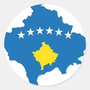 Adesivo Redondo Mapa da bandeira de Kosovo