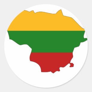 Adesivo Redondo Mapa da bandeira de Lithuania