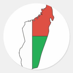 Adesivo Redondo Mapa da bandeira de Madagascar